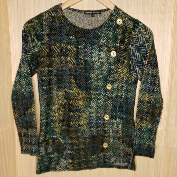 Adrienne Vittadini Womens Abstract Print Thin Sweater Small - Picture 1 of 7